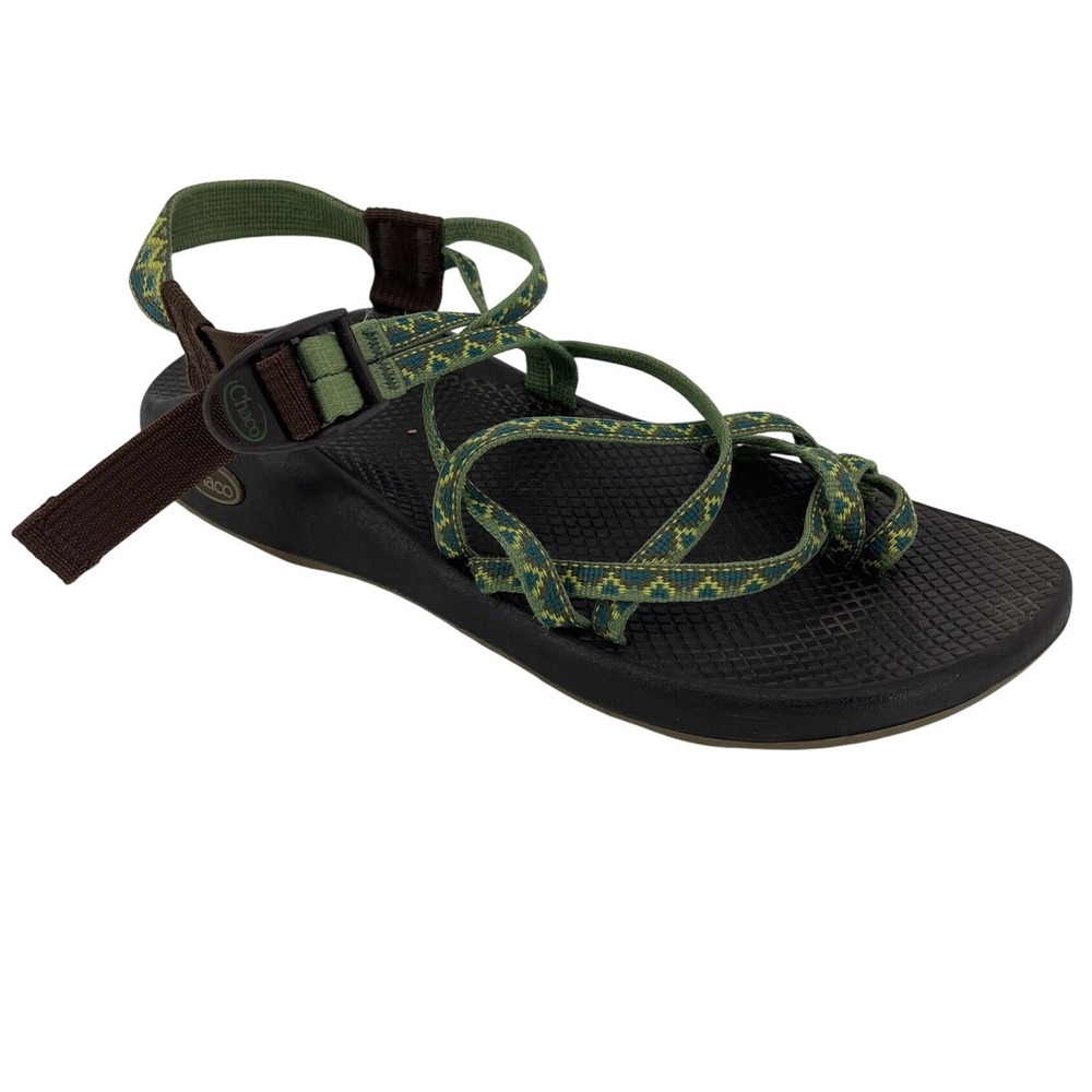 Chaco Z/Cloud 2 Sandals Womens 11 Green Brown Excellent Strappy Toe Loop Vibram